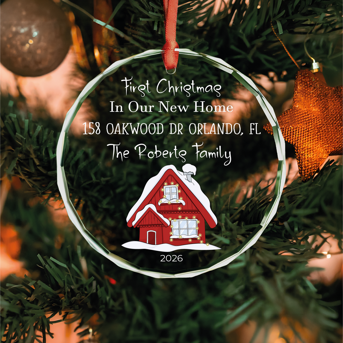 Red House Heart New Home Ornament
