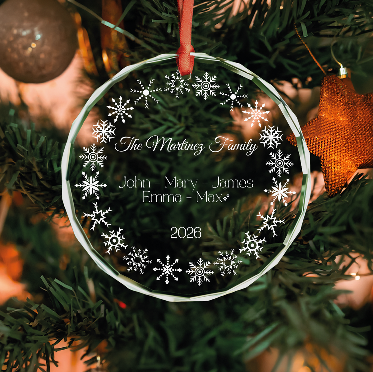 Personalized Family Christmas Ornament with Pet Name