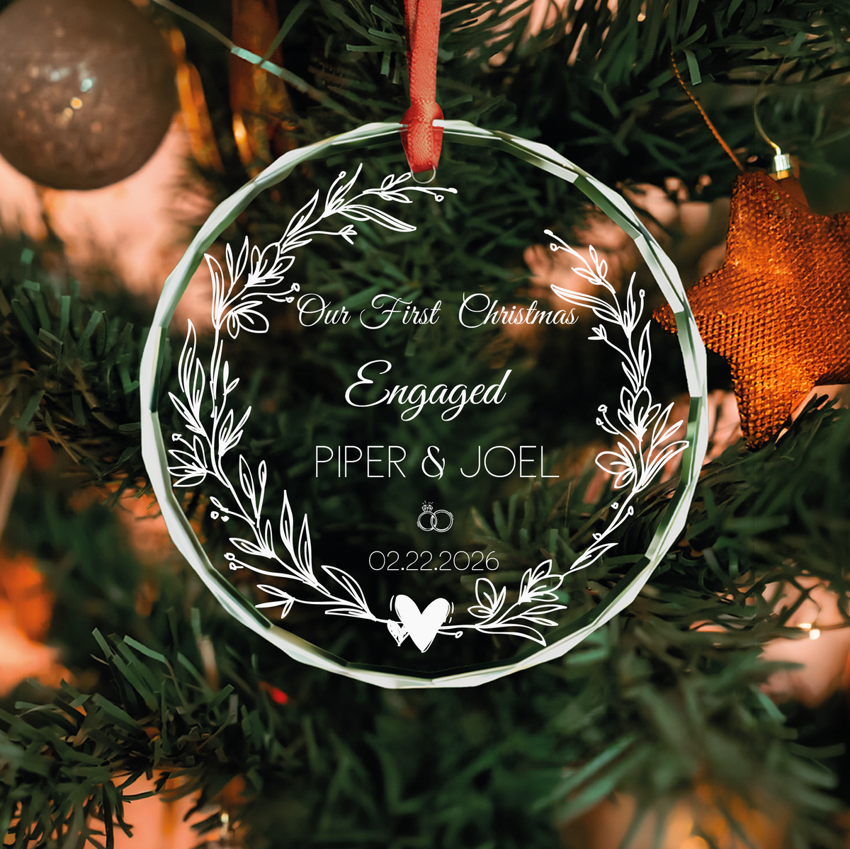 White Laurel Married Ornament