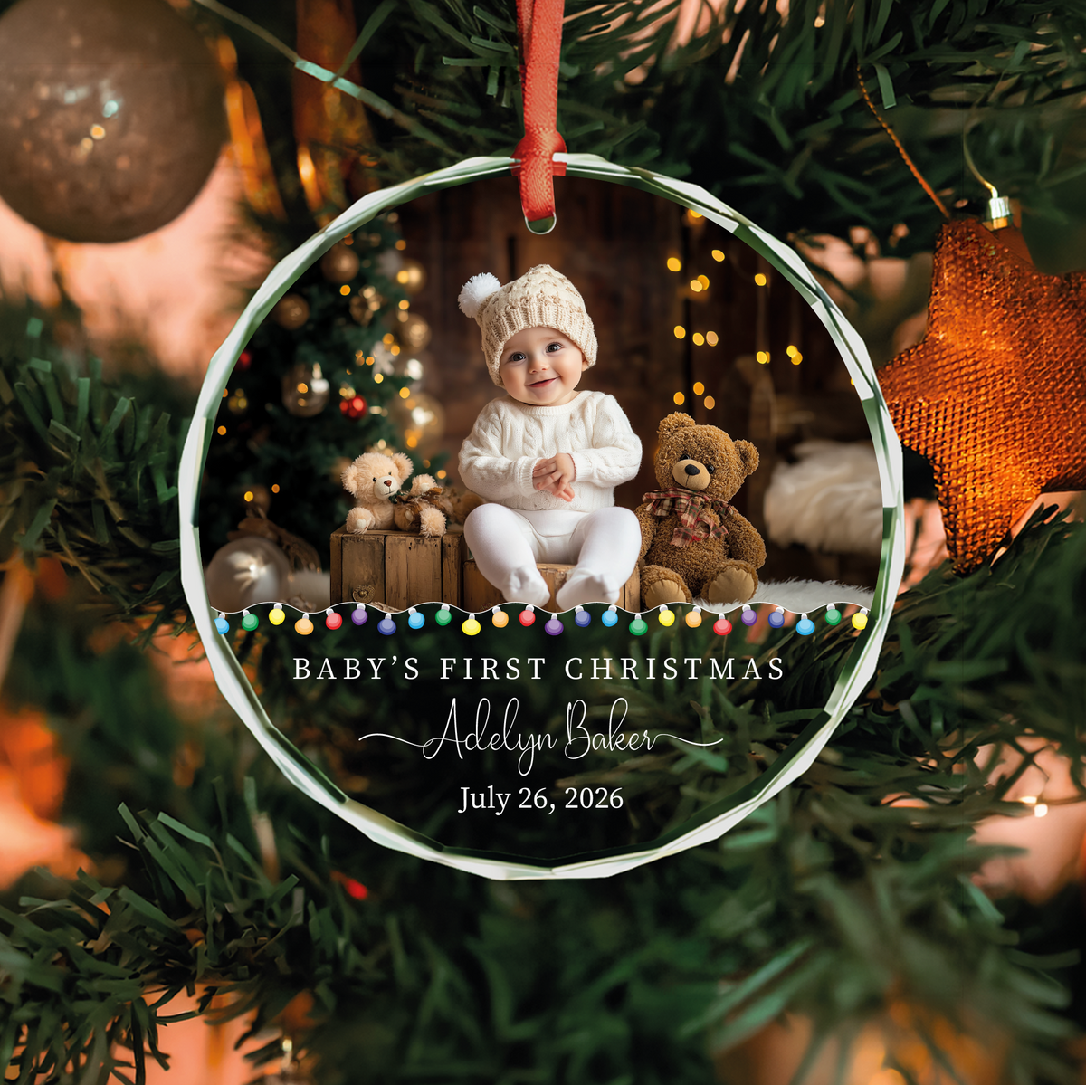 Twinkle Lights Baby Photo Ornament