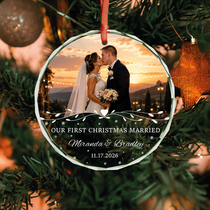 Sunset Engaged Photo Ornament