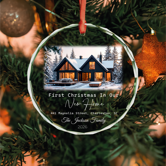 Personalized First Christmas Our New Home Glass Ornament