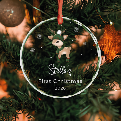 Personalized Reindeer Baby Christmas Ornament