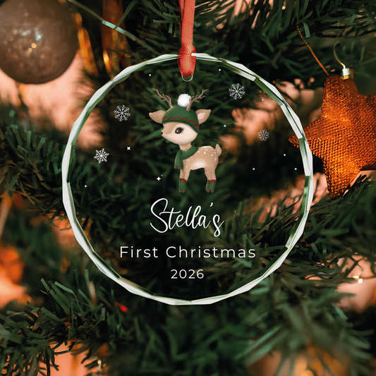 Personalized Reindeer Baby Christmas Ornament