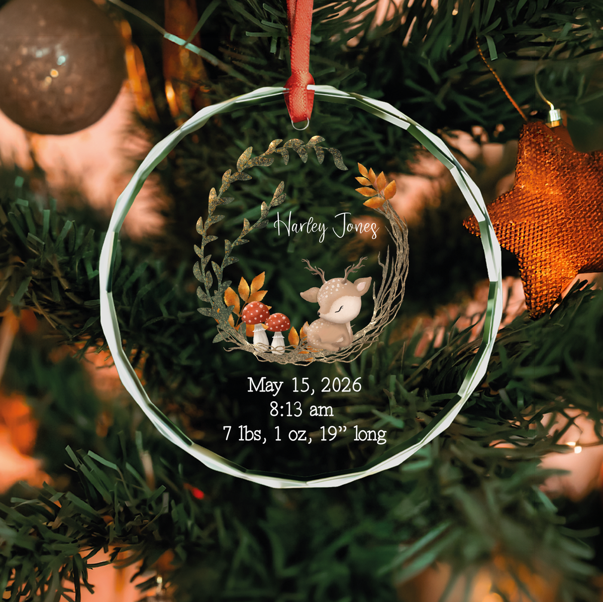 Woodland Fawn Birth Stats Ornament