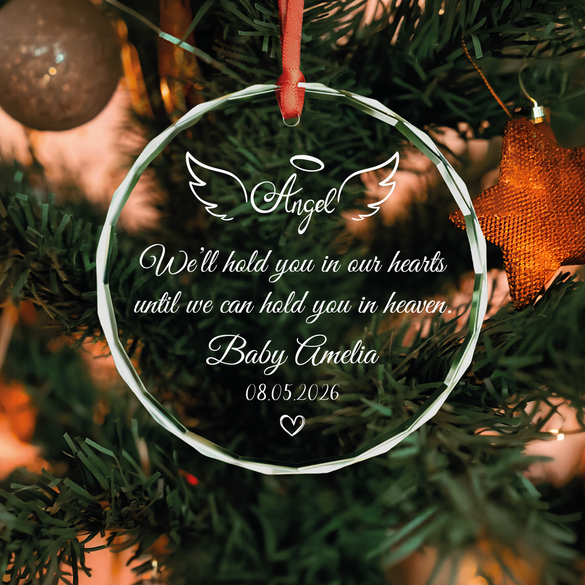 Angel Wings Heart Baby Memorial Ornament