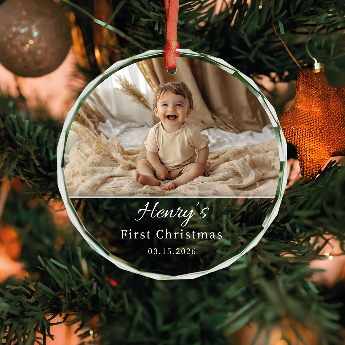 Personalized Baby Photo Christmas Ornament