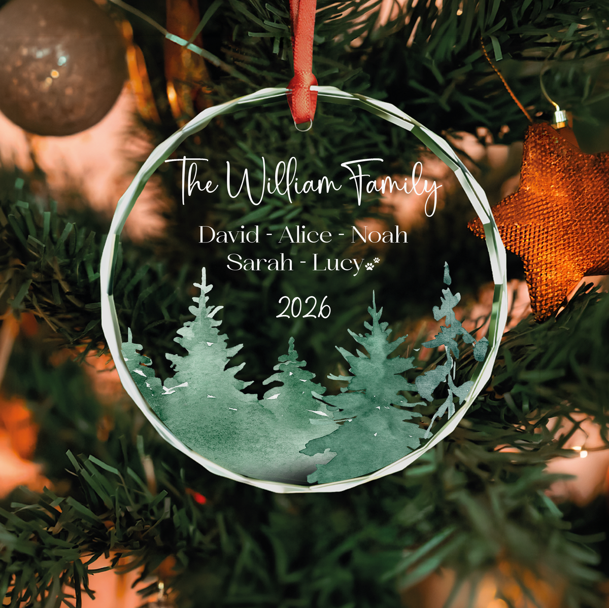 Personalized Family Christmas Ornament with Dog Name