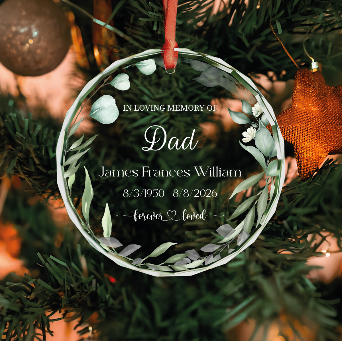 Personalized Memorial Christmas Ornament, In Loving Memory
