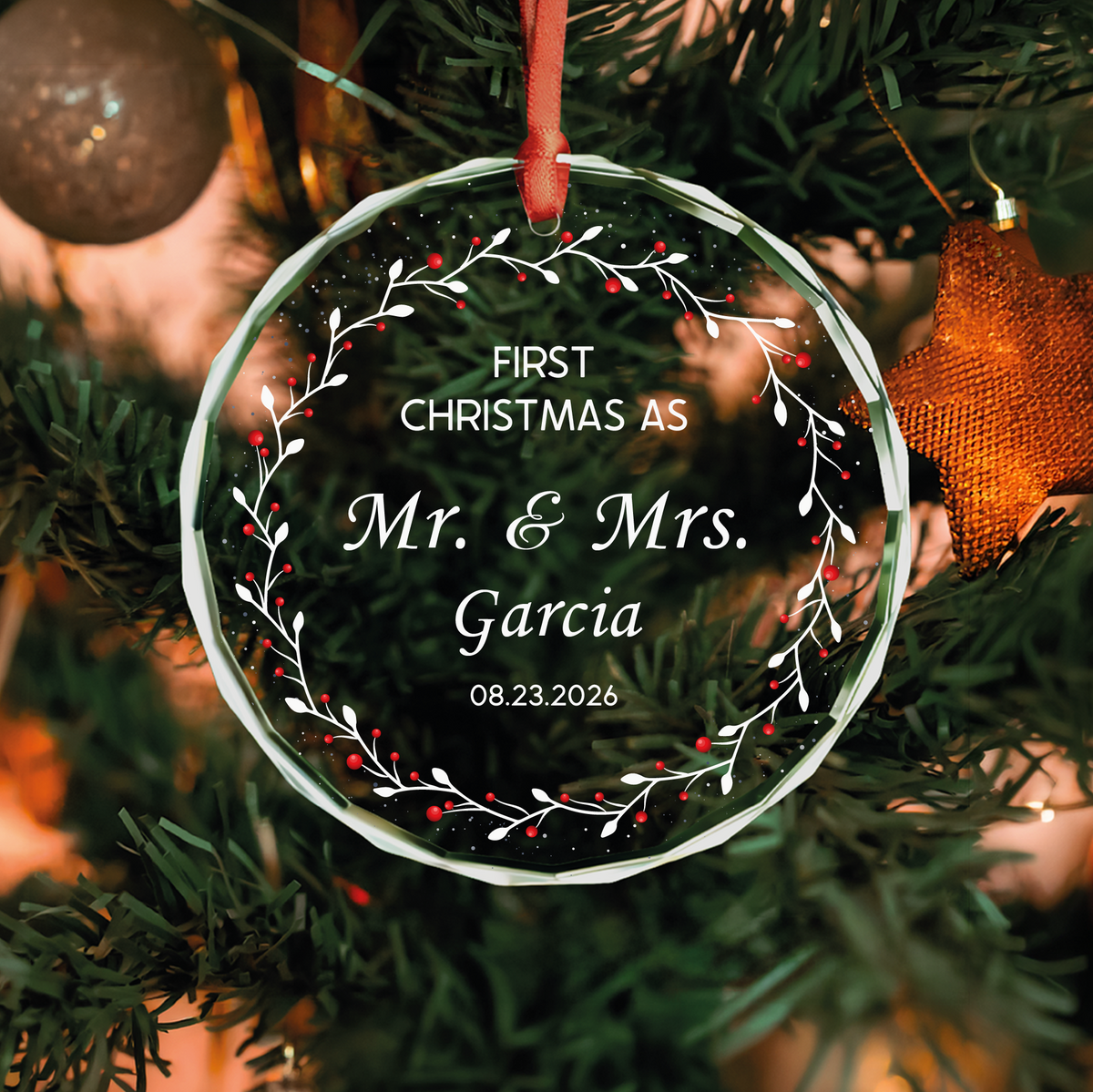 Berry Wreath Mr & Mrs Ornament