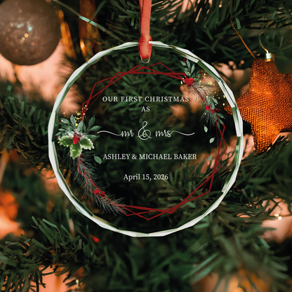 Personalized Our First Christmas as Mr and Mrs Ornament