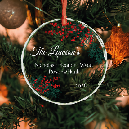 Personalized Family Christmas Glass Ornament