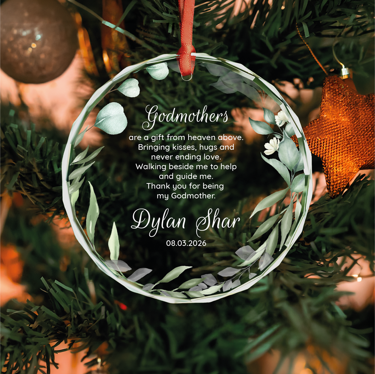 Personalized Baptism Ornament, Godmothers Gift