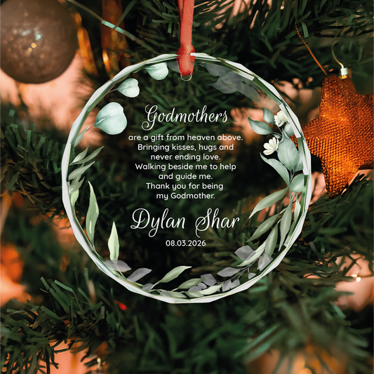 Personalized Baptism Ornament, Godmothers Gift