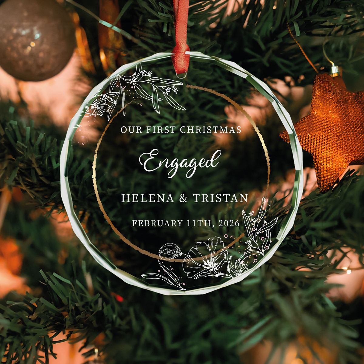 Personalized First Christmas Engaged Ornament