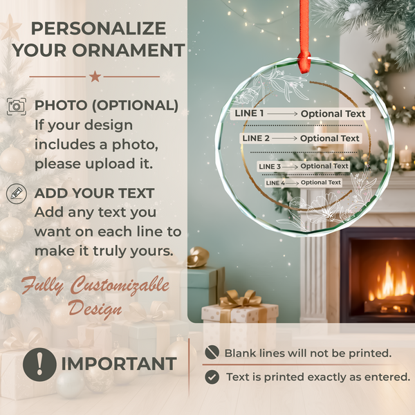 Gold Line Floral Engaged Ornament