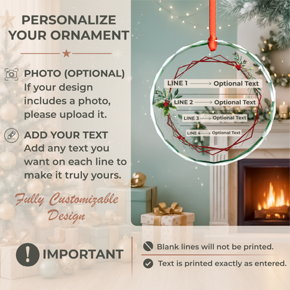 Red Geometric Engaged Ornament