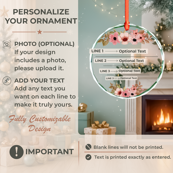 Pink Floral Engaged Ornament