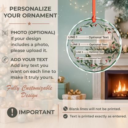 Holly Wreath Engaged Ornament