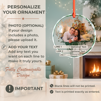Frosted Pine Married Photo Ornament