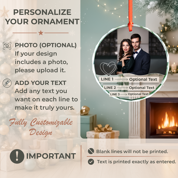 Hearts Engaged Photo Ornament