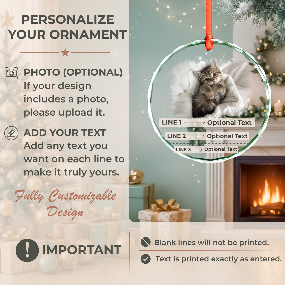 Watercolor Edge Pet Photo Memorial Ornament
