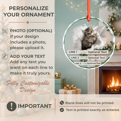 Watercolor Edge Pet Photo Memorial Ornament