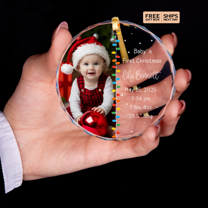 Birth Stats Photo Baby Ornament