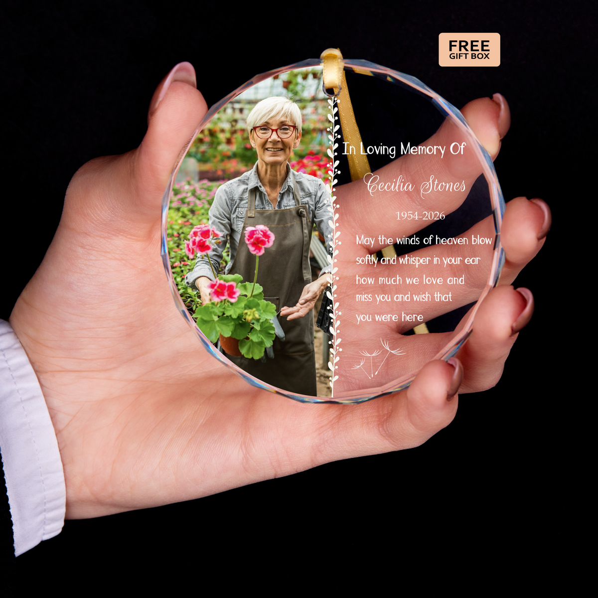 Round Split Photo Memorial Ornament