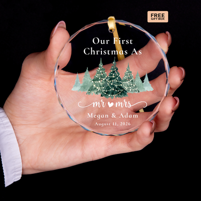 Watercolor Pines Mr & Mrs Ornament