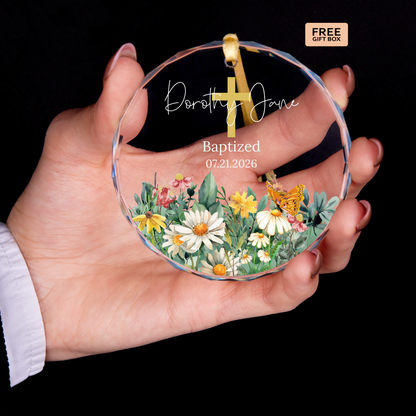 Wildflower Heart Baptism Ornament