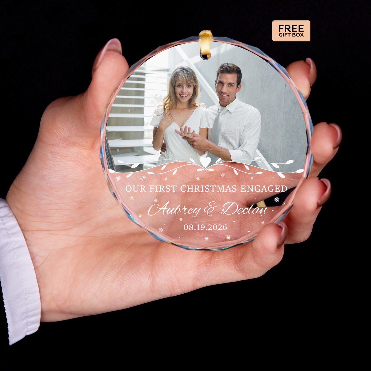 Sunset Engaged Photo Ornament