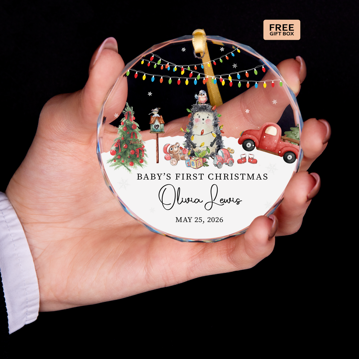 Christmas Lights Heart Baby Ornament