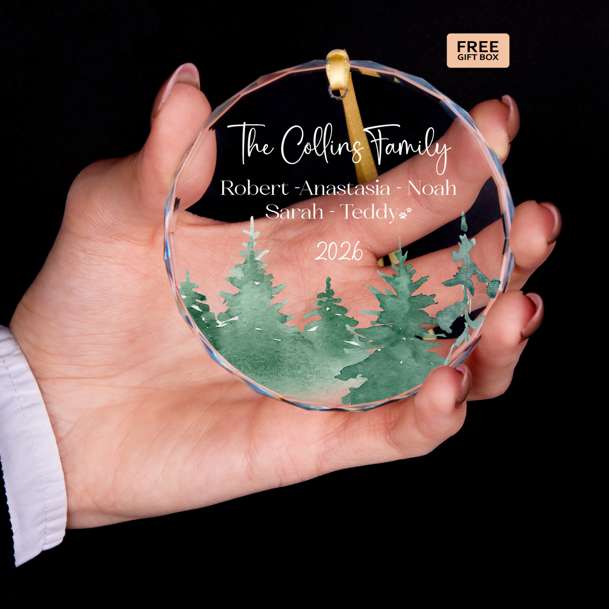 Dog Paw Print Family Ornament