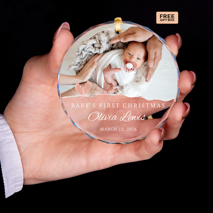 Footprints Baby Photo Ornament