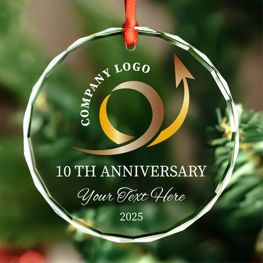 Company Logo Bulk Round Glass Christmas Ornament