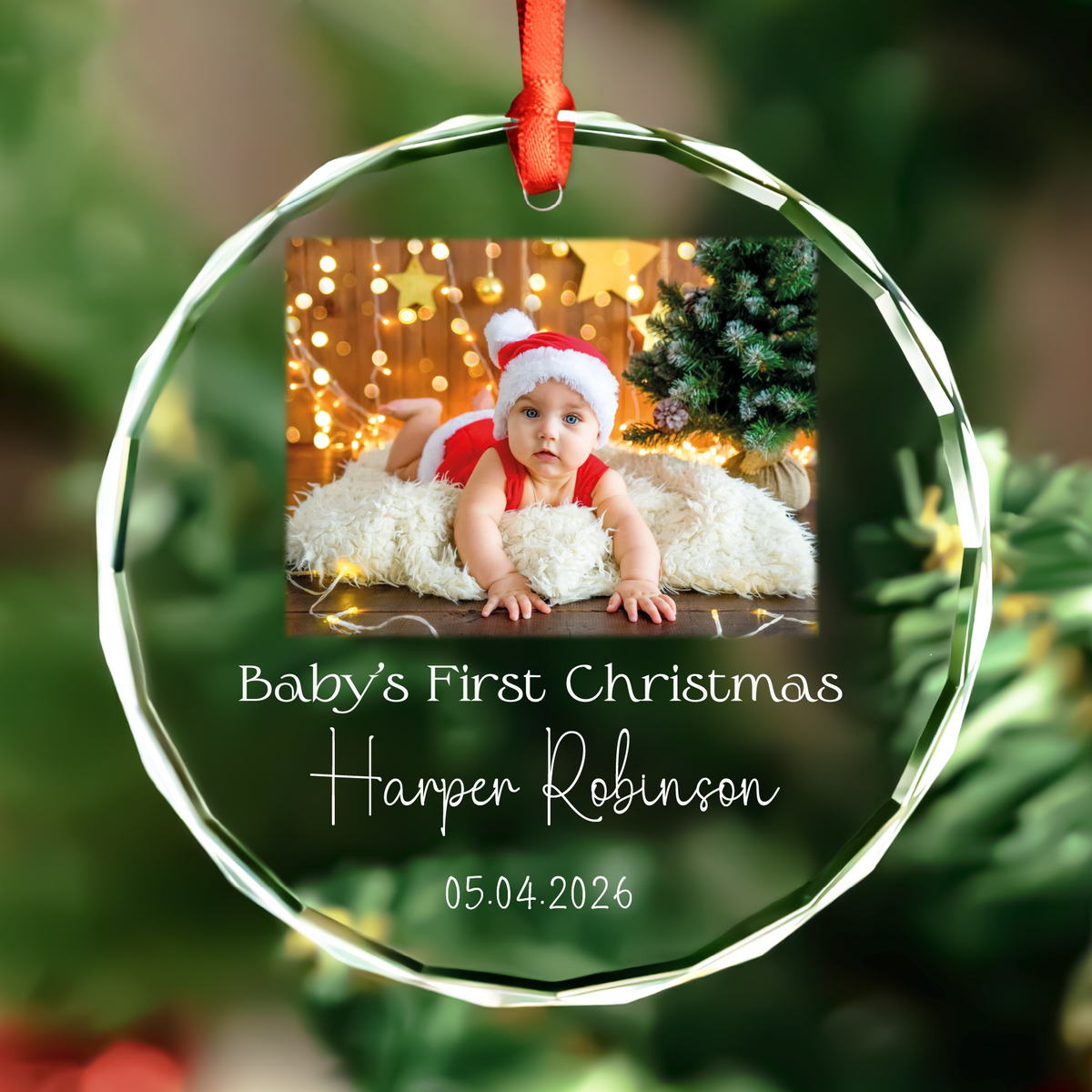 Personalized Baby's 1st Christmas GLASS Ornament