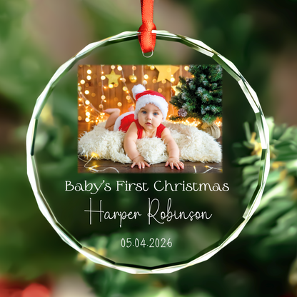 Personalized Baby's 1st Christmas GLASS Ornament