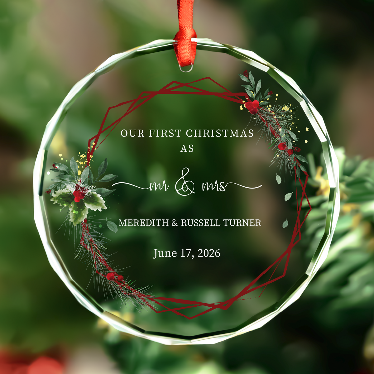 Geometric Frame Mr & Mrs Ornament