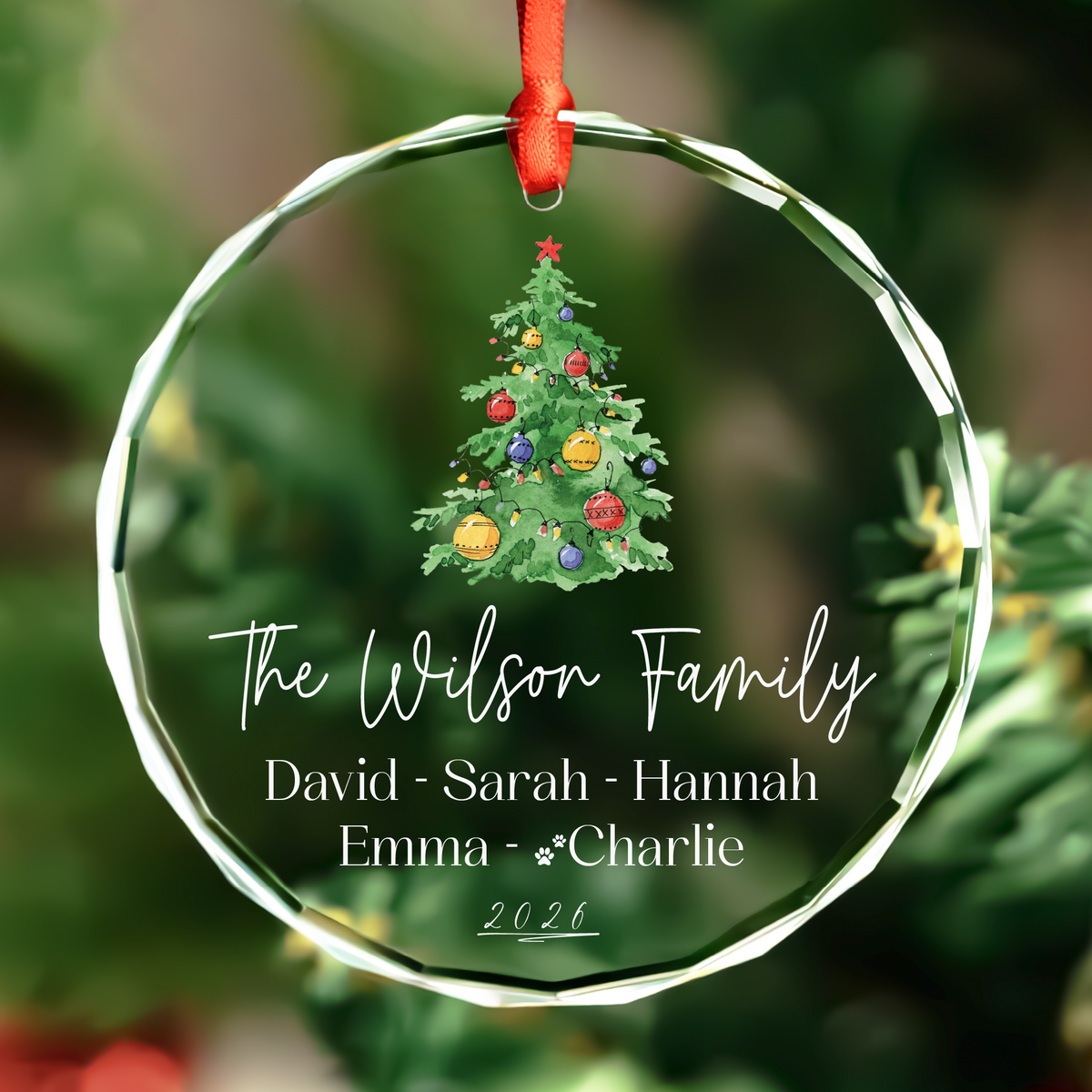 Christmas Tree Family Ornament with Pet Names