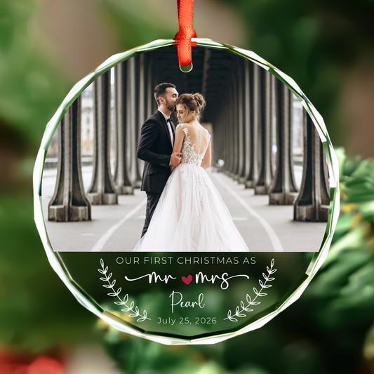 Personalized First Christmas Married Mr and Mrs Ornament