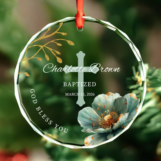 Personalized Christening Cross Baptism Ornament for Boy