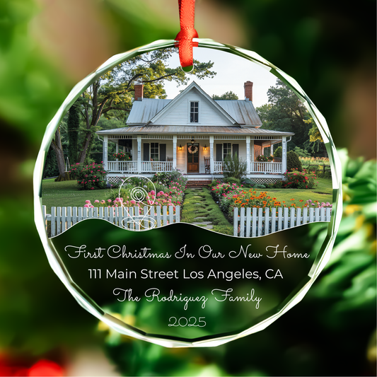 Personalized New Home Christmas Glass Ornament