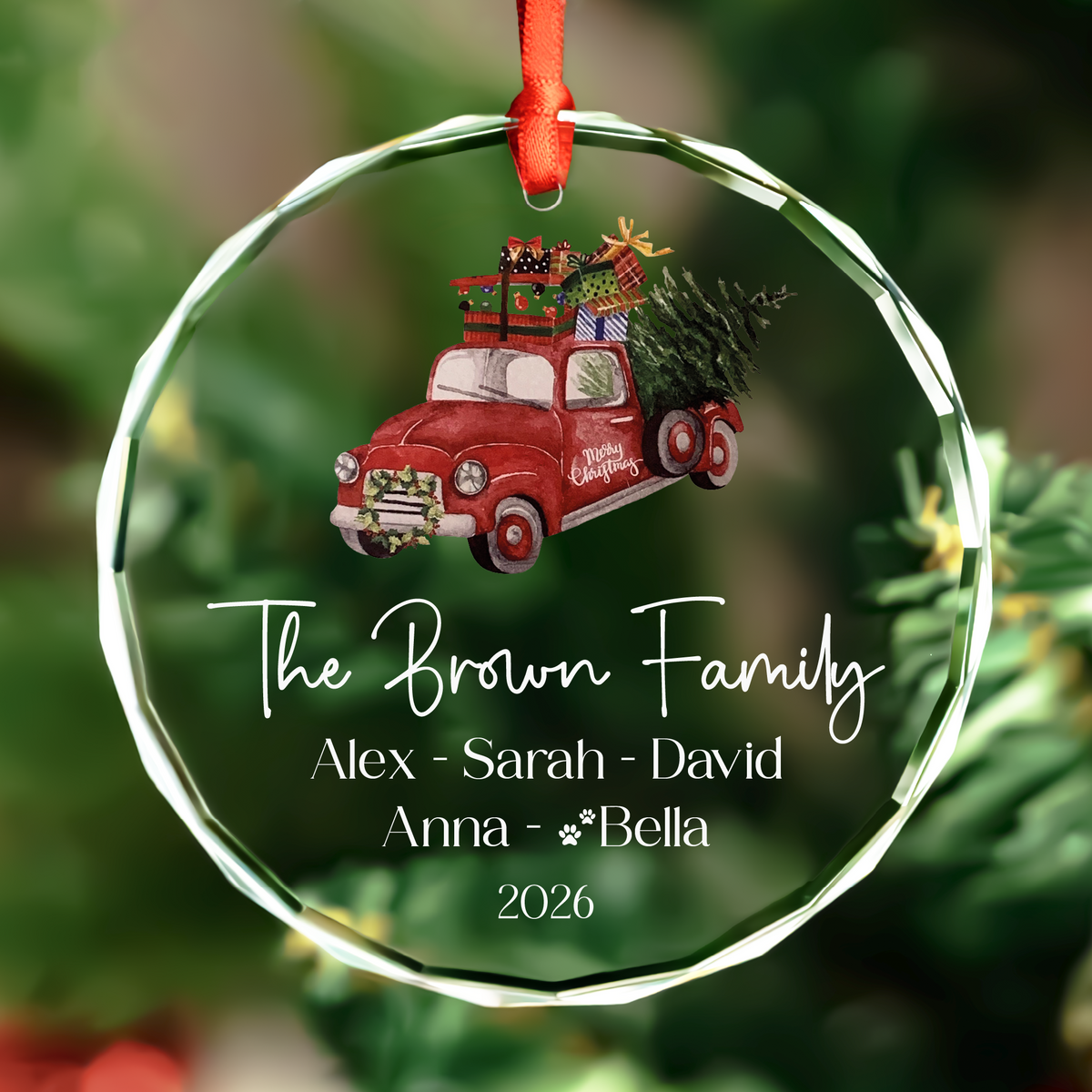 Personalized Family Christmas Ornament with Pet Names