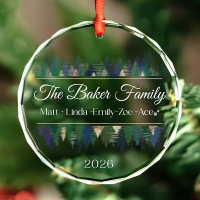 Name Banner Family Ornament with Pet Names