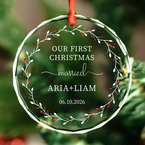 Leafy Wreath Engaged Ornament