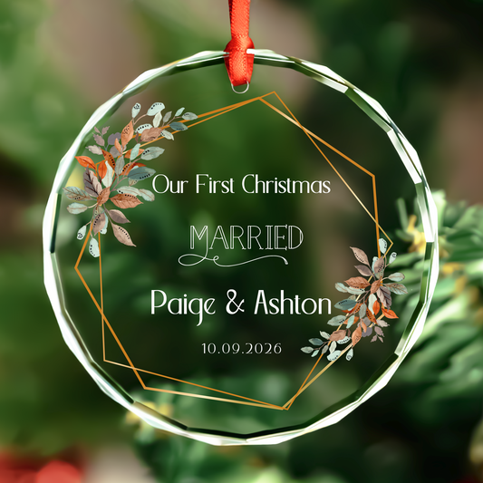 Personalized Our First Christmas Married Ornament