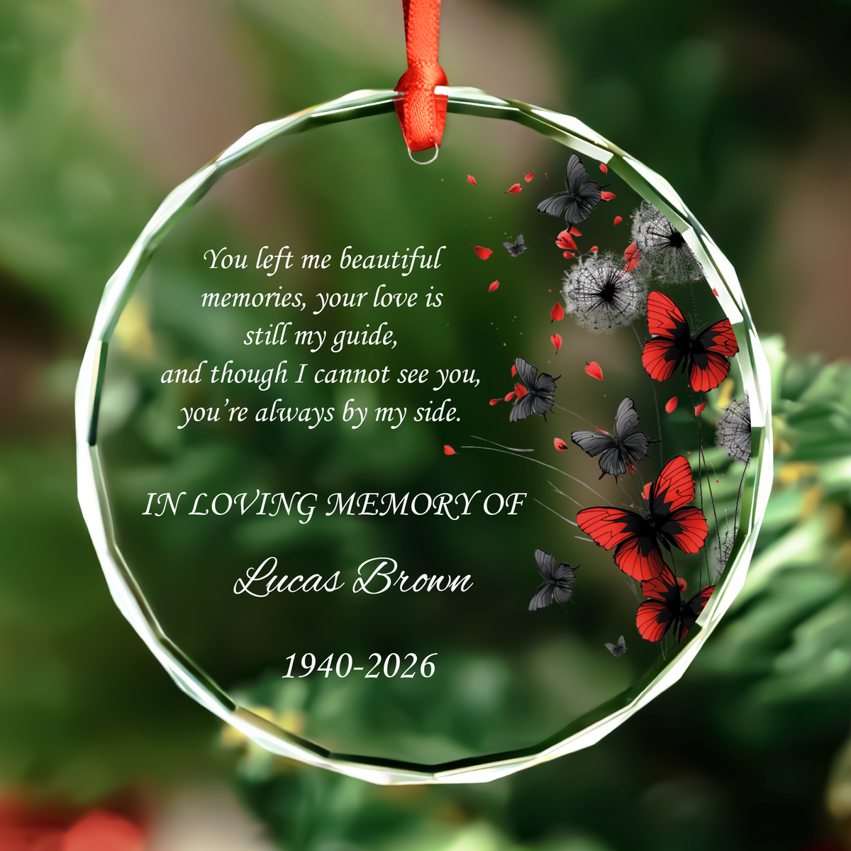 Red Butterfly Memorial Ornament