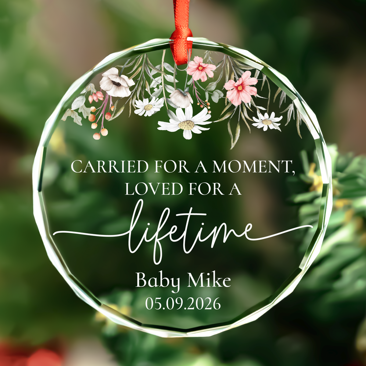 Floral Heart Angel Baby Memorial Ornament