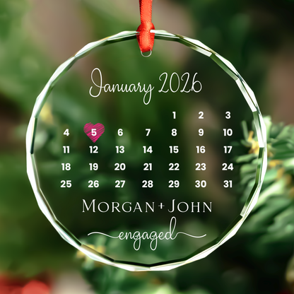 Engagement Date Calendar Heart Ornament